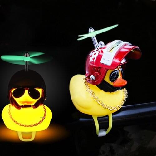 Luminous Airscrew Helmet Standing Duck Broken Wind Small Yellow Duck Light Set Bike Motor Riding Cycling Lights Bike Accessories