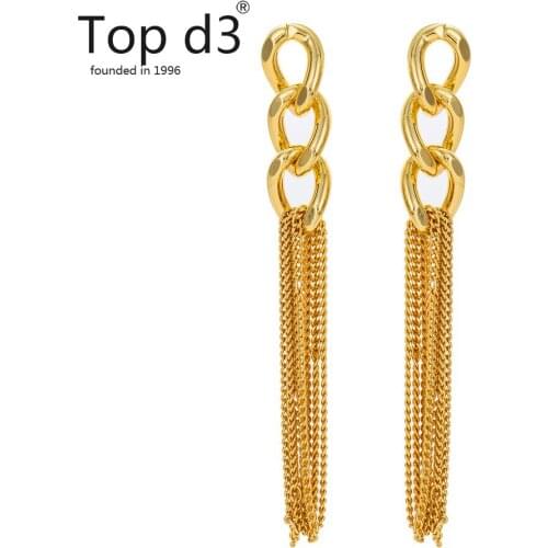 Top d3 Viennois Group Chain tassel earrings female long style temperament gold studs pendant women color jewelry party gift