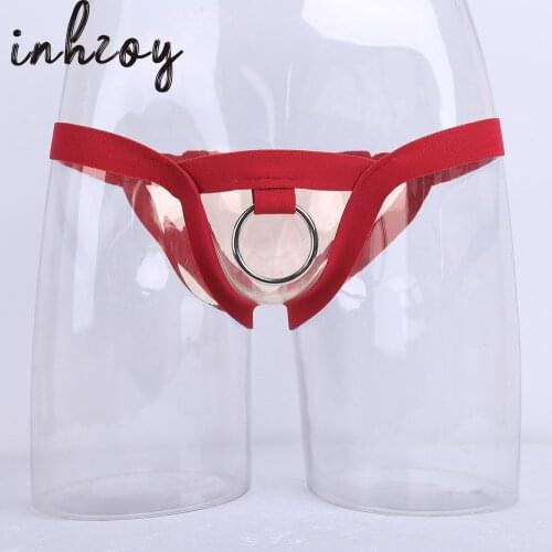 Inhzoy Men Crotchless G-string Lingerie Bikini Sissy Thong Underwear Sexy Gay Underpants with Hollow Ring Pouch New Male Briefs