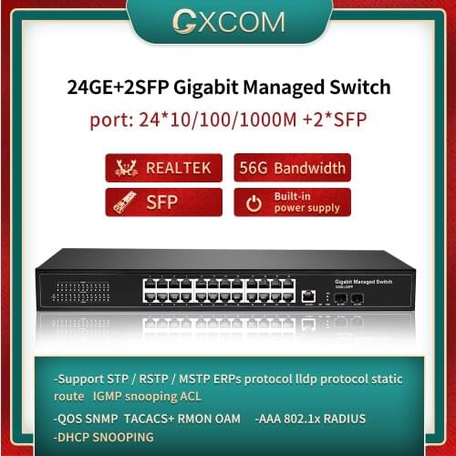 24 Port 10/100/1000Mbps Managed Switch RSTP IGMP VLAN port mirror ,26 port full gigabit management switch