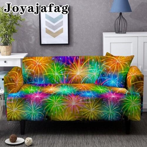 Gorgeous Festive Fireworks Stretch Sofa Cover Elastic Non-slip Slipcover For Living Room 1/2/3/4 Seater Washable Couch Covers