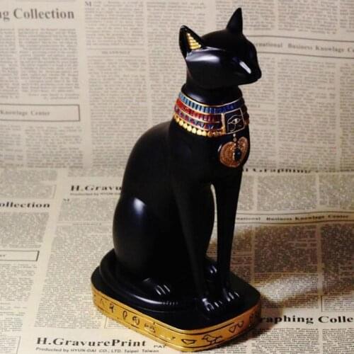 Vintage Egyptian Cat Feng Shui Resin Craft Figurine Egyptian Cat Figurine Statue Decoration Goddess Bastet Incarnation Cat God