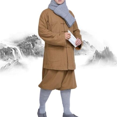 High quality cashmere Buddhist zen suits shaolin monk kung fu clothing buddha lay meditation nun uniforms