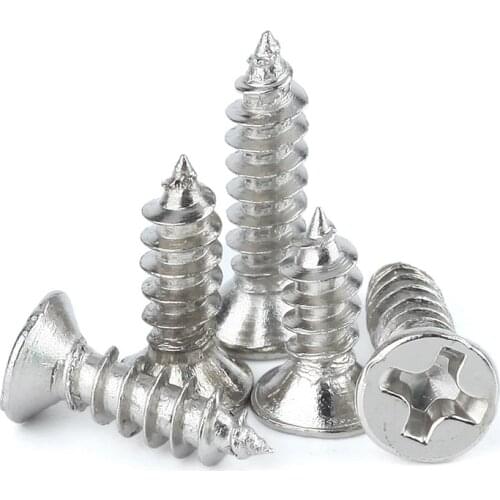 100Pcs M1.0 M1.2 M1.7 M2 M2.3 KA Nickel-plated Flat Head Self-tapping Screw Electronic Small Screws