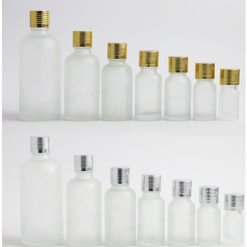 12 x Frost Glass Essential Oil Bottles Containers Packaging With Reducer Aluminum Lids 100ml 50ml 30ml 20ml 15ml 10ml 5ml