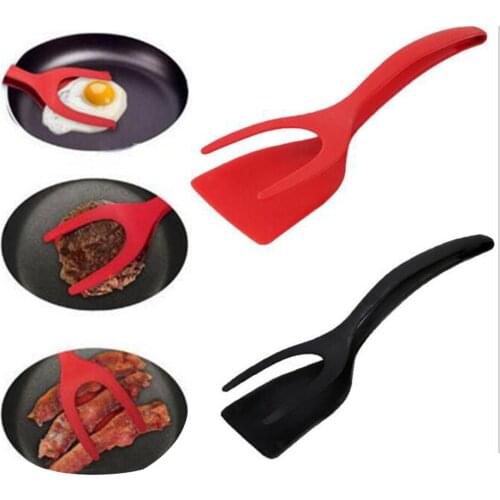 2In1 Kitchen Grip Flip Tongs Egg Tongs French Toast Pancake Egg Clamp Omelet Outdoors Cooking utensils Accessories for bbq