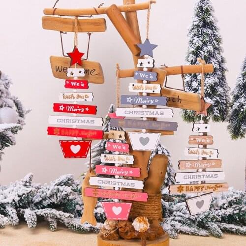 2020 New Year Natural Xmas Star Wood Craft Christmas Tree Ornament Decorations Natural Wood Hanging Pendants Party Supplies
