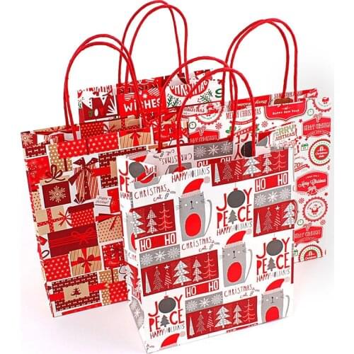 25pcs/lot christmas kraft paper gift bag with handle/shopping bags/Christmas brown packing bag/Excellent quality