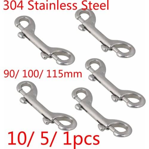 304 Stainless Steel 90/ 100/ 115mm Double End Bolt Key Ring Snap Bolt Trigger Chain Clip 10/ 5/ 1pcs