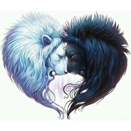 5D DIY Full Round/Square Diamond Painting Couple Lions 3D Embroidery Cross Stitch Rhinestone Mosaic Home Decor Art Y1189