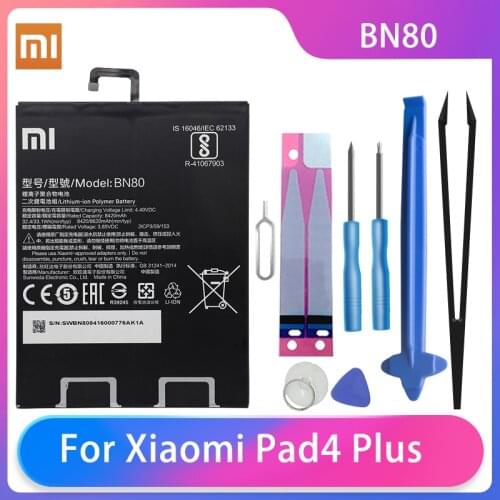 Original Xiaomi Pad4 Plus Mipad 4 Plus Tablet batteries BN80 High Capacity Rechargeable Xiaomi Table Battery 8620mAh Free Tools