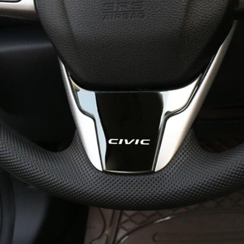 Interior accessories car steering wheel trim decal sequin sticker for honda civic 2016 2017 2018 2019 2020 2021