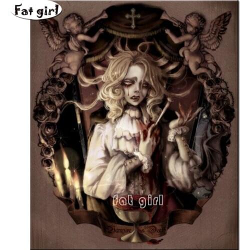 5D DIY Diamond Painting Guilty Vampire Diamond Embroidery Angel Baby Full Square Round Drill Mosaic Rhinestone Sticker Home Kit