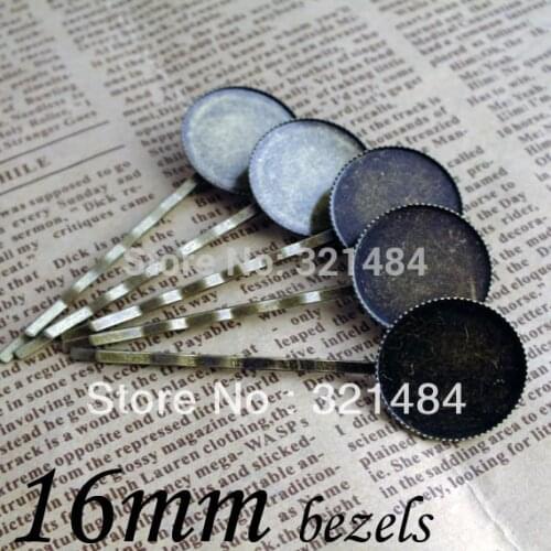 Free shipping! 100pcs/lot Antique bronze Metal Hair Bobby Pin with 16mm Bezel Blank Hair Clips Barrette