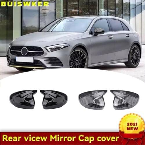 Black Side Mirror Cover Caps for Mercedes Benz W177 A Class 2018 2019 2020 A220 A180 A250 A200 V177