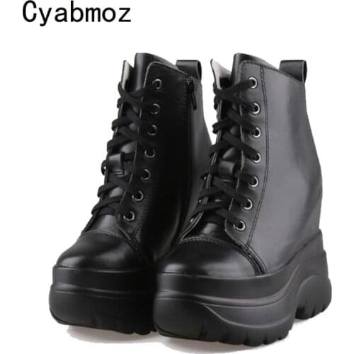 Cyabmoz Height increasing Shoes Woman Sneakers High heels Pumps Genuine Leather Platform Fashion Party Casual Women Ladies Shoes