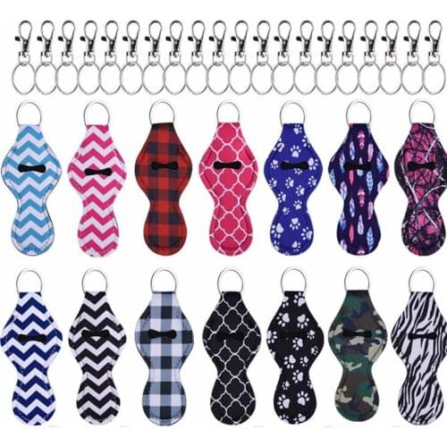 20Pieces Chapstick Keyring Holder with Metal Clip Cords Suitable for Chapstick Tracker and 12 Different Vibrant Prints