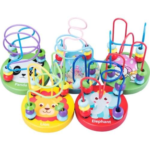 Baby Montessori Educational Math Toy Wooden mini Circles Bead Wire Maze Roller Coaster Abacus Puzzle toys For Kids Boy Girl Gift