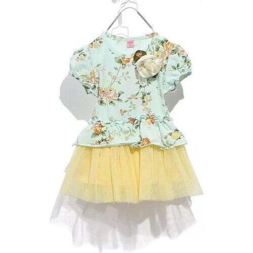 2013 the summer cotton broken flower girls veil children 's short-sleeved princess dress