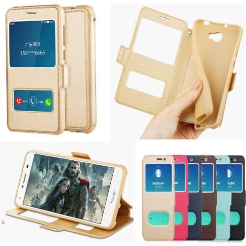 For Huawei Y6 II Compact Luxury View Windows Leather Case Flip Cover For HUAWEI CUN-U29 Y5 II 5.0 Inch Cases
