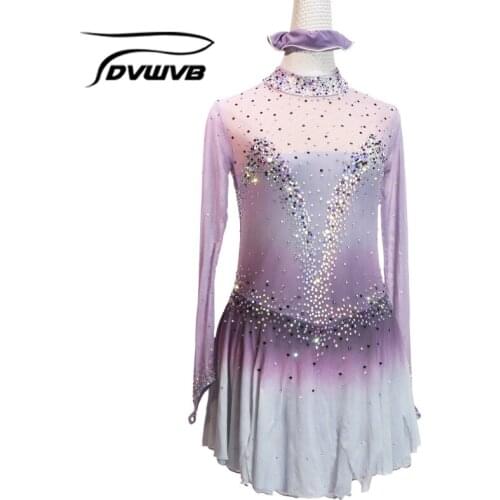 Dvwvb Figure Skating Dress Customized Competition Ice Skating Skirt for Girl Women Kids Performance Gymnastics ClassyA7