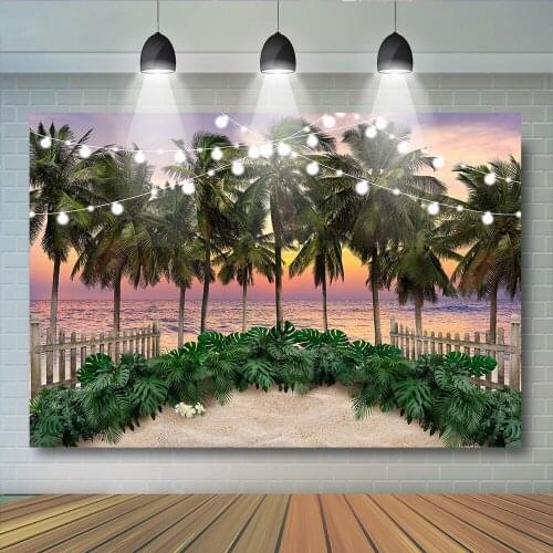 Coconut Tree Beach Summer Sunset Backdrop Adult Portrait Photography Children Portrait Background Props Palm Waves Photostudio