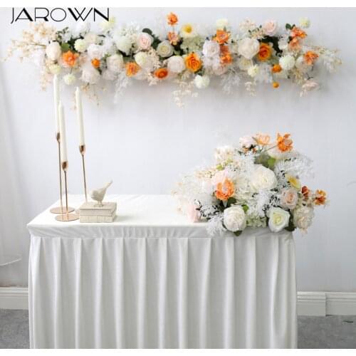 JAROWN Customized Wedding Flower Row White Orange Event Flowers Shopping Mall Arrangement Floral Home Birthday Party Decoration