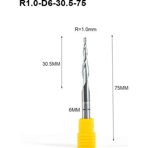 5pcs Solid Carbide Ball Nose Tapered End Mills cnc carving bit engraving Router Bits Taper Wood Metal Milling cutter end milling