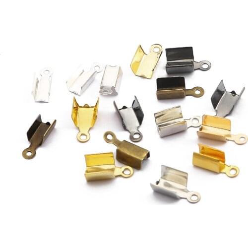 Mix Sizes 200pcs Cove Clasps Cord End Caps String Ribbon Leather Clip Tip Fold Crimp Bead Connectors For DIY Jewelry Making