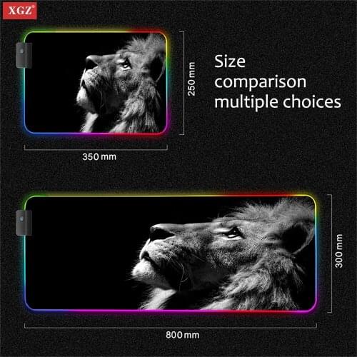 XGZ Lion Mouse Pad RGB Mouse Pad XXL Laptop Office PC Gaming Accessories LED Gaming Mouse Pad 40x90cm 30x80cm Desk Mat Cs Go