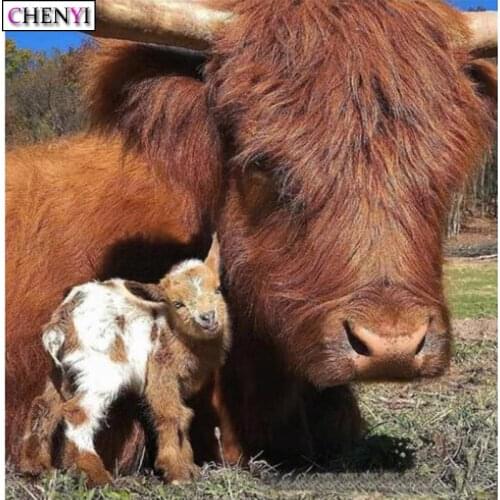 Full Diamond Mosaic Embroidery Kit Animal Highland Cow Diamond Painting 5D Resin Rhinestones Picture Home Decor Handicraft Gift