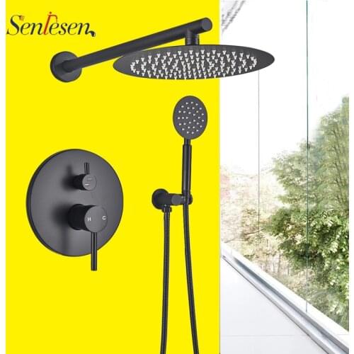 Senlesen Bath shower faucets Set Ultra-thin bathroom shower tap wall mount faucet mixer shower set 8 inch/10 inch/12 inch