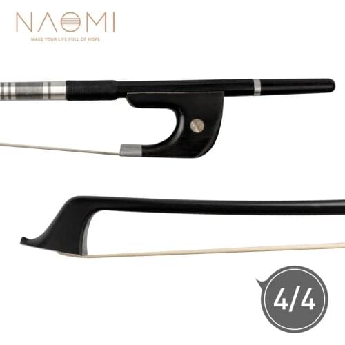 NAOMI German Style 4/4 Double Bass Bow Carbon Fiber Bow Round Stick Ebony Frog Paris Eye Inlay Durable Use