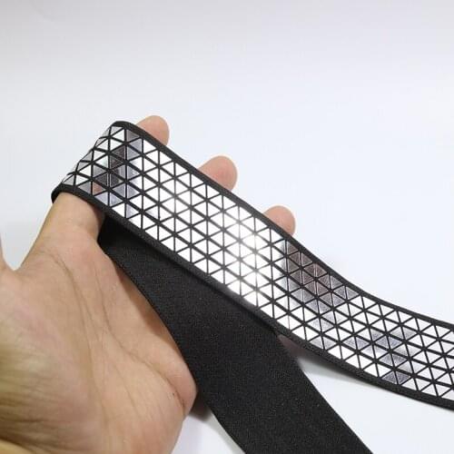Nylon softy mirror reflect elastic 3.8cm 2meters/lot diy Costumes clothes bags belt Sequin band black