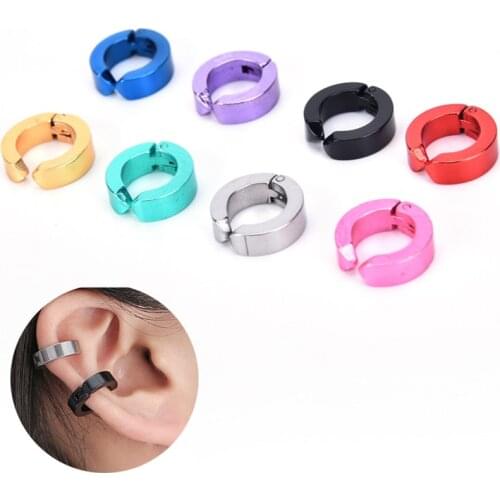 New Fashion Man Titanium Steel Earrings Ear Clip Ears Punk Women Earrings Jewelry Ear Clip Without Pierced Ears Unisex 1 pcs