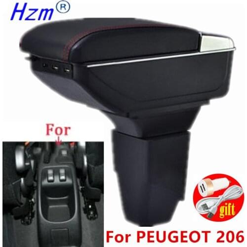 For PEUGEOT 206 Armrest center Storage box 207 Car Armrest box Interior Parts Retrofit parts auto accessories with USB LED light