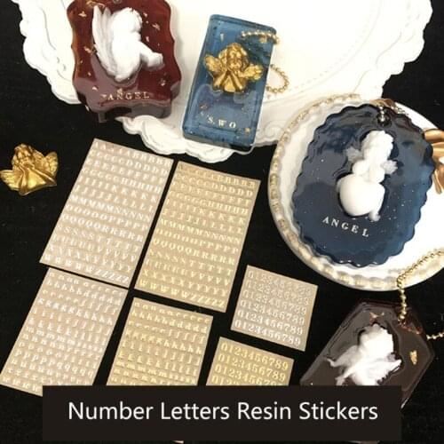 3 Styles Alphabet Letter Number Resin Decorative Sticker Adhesive Resin Mold DIY Stickers Clear Film Sticker Resin Craft