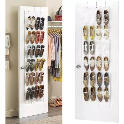 Useful 24 Pockets Over The Door Behind Shoe Organizer Rack Hanging Organizers Space Saver Rack Hanging Storage Hanger EL