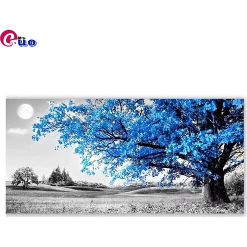 Full Diamond Embroidery Complete Kit Blue Tree DIY Diamond Painting full Square Round drill 5D Black And White Landscape