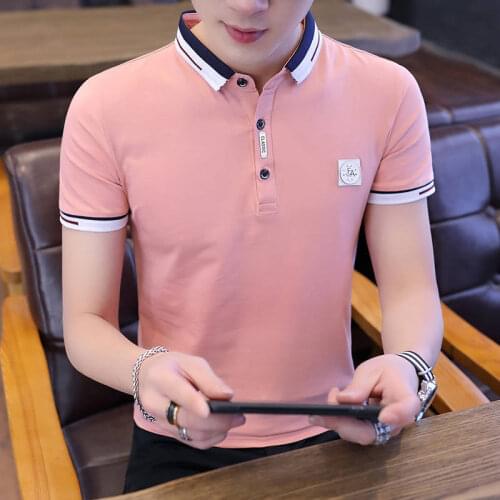 Korean School Style Teenage Boy Polo Shirts Men Polo Tops