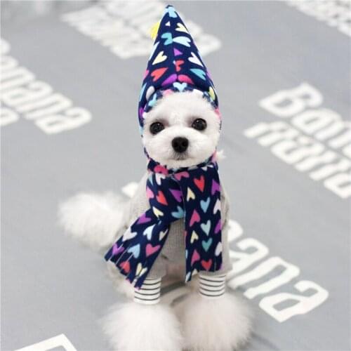 Pet Products Dog Cat Accessories Winter Pet Gift Cone Style Cap And Scarf Three Color Option