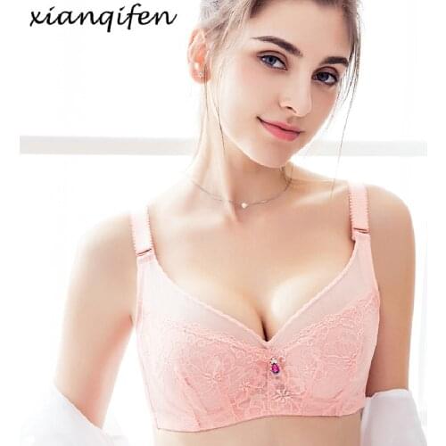 Xianqifen ultra thin lace transparent bras for women summer intimates bralette push up plus size BCD 36 38 40 top bh underwear