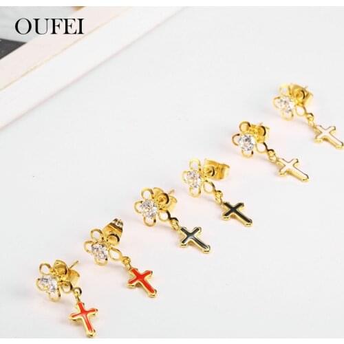 OUFEI Cross Earrings For Women Stainless Steel Jewelry Woman Vogue 2019 Summer Jewelry Accessories wholesale lots bulk