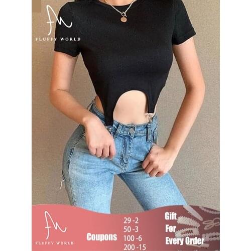 2021 Summer Women Sexy O Neck White Crop Top Short Sleeve Casual Solid Fashion T Shirt Ladies with Clip Female Basic Tee Shirts