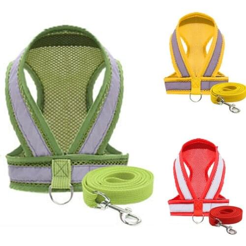 1pc Breathable Small Dog Pet Harness and Leash Set Puppy Cat Vest Harness Collar For Chihuahua Pug Bulldog Cat arnes perro