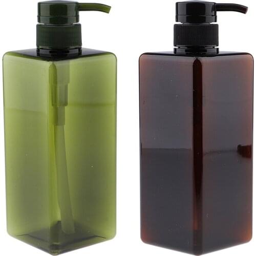 2 Colors Square 650ml Empty Plastic Bottle with Pump Large Capacity Container for Shampoo Lotions Liquid Body Soap Creams