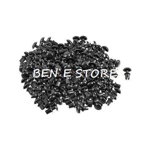 300 Pcs Black Nylon 2.6mm Bottom Dia Push Clips Rivets Fasteners R2632