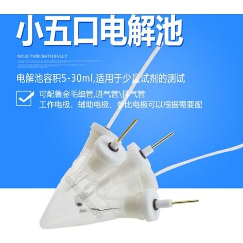 5-30ml Small Five-port Electrolytic Cell, Five-port Electrolytic Cell, Temperature Control in Water Bath