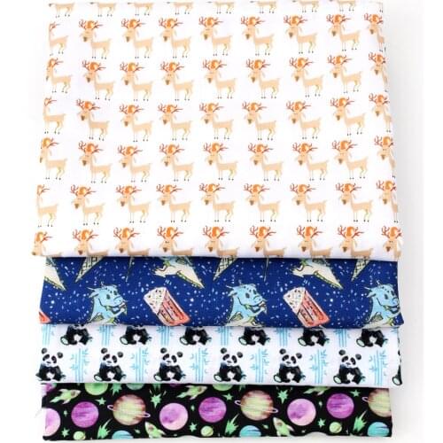 AHB 45*150cm 1pc Polyester Cotton Fabric Christmas Deer Printed Cloth Sheets Handmade Bag Material Apparel Sewing Material
