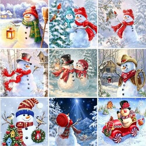 AZQSD 5D DIY Diamond Painting Snowman Winter Cross Stitch Decor For Home Diamond Embroidery Cartoon Mosaic Handmade Gift